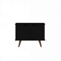 Manhattan Comfort 19PMC70 Hampton 33.07 Accent Cabinet with 2 Shelves Solid Wood Legs in Black